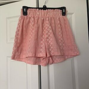 HYFVE Pink Floral-Panel High-Waist Elastic Pull-On Shorts